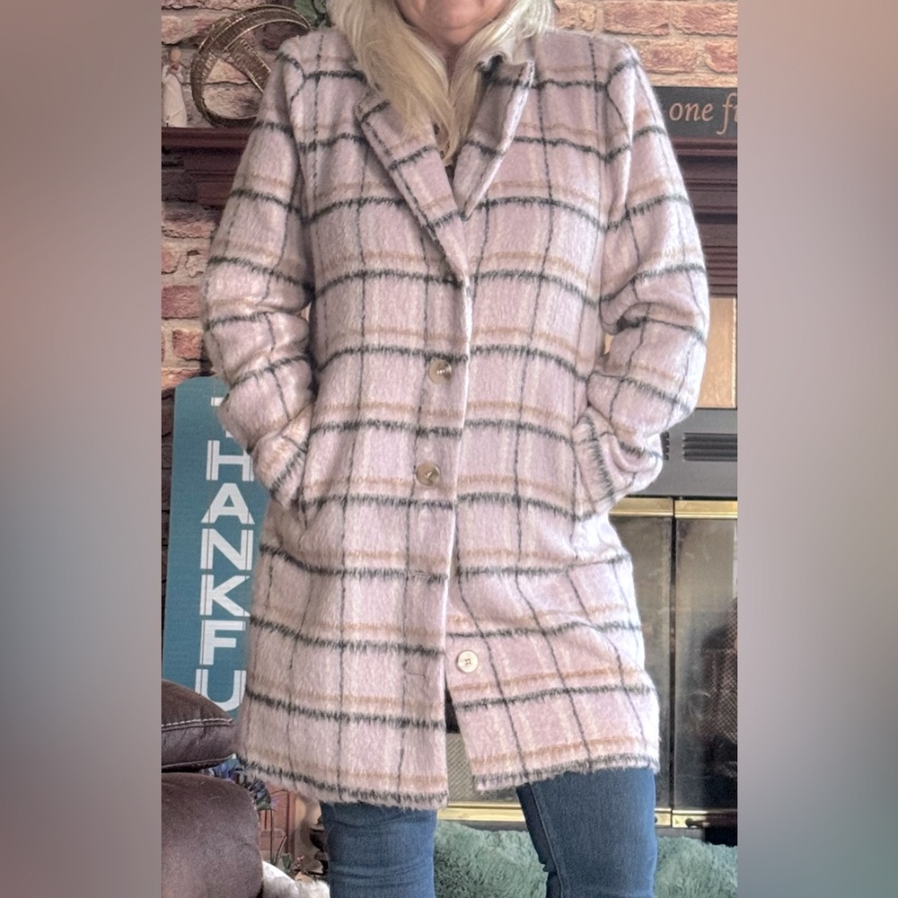 Cabi lavendar plaid never worn winter coat